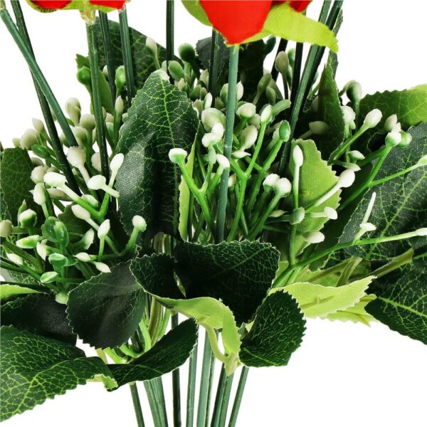 Buchet de flori artificiale din poliester, 12 fire trandafiri, 38cm, rosu - Image 11