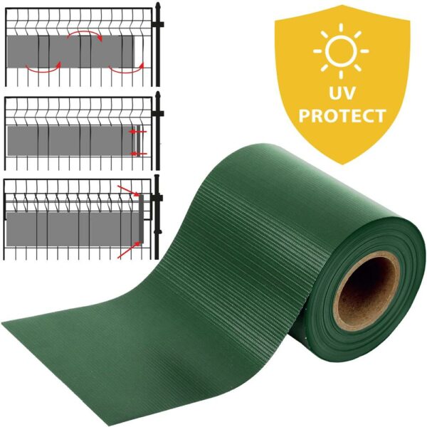 Kerítésbe fűzhető belátásgátló szalag, PVC, 35 x 0,19 m, zöld - Image 5