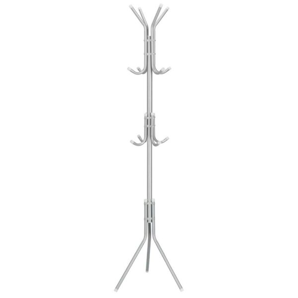 Ruhaakasztó, fa típusú, 12 akasztóval, 173 cm, szürke