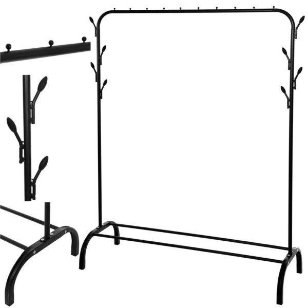Ruhaállvány fém kerettel, akasztósínnel és akasztóval, 40x110x146cm, fekete - Image 11