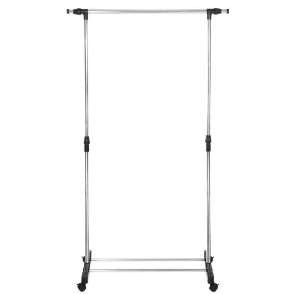 Ruhafogas kerekeken, állítható magasságú és szélességű, krómozott alumínium, 160x45x150cm, ezüst - Image 11