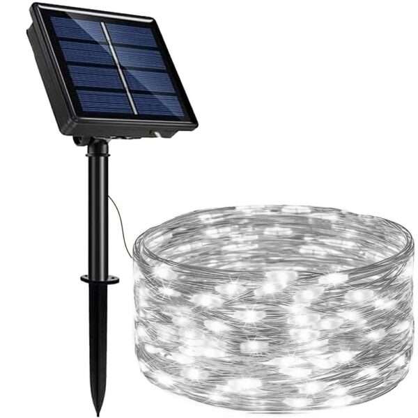 Fényfüzér napelemes töltéssel, 200 LED, 22 méter, 8 funkció, hideg fehér - Image 12