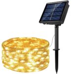 Ghirlanda luminoasa cu incarcare solara, 200 LED-uri, 22 metri, 8 functii, alb cald
