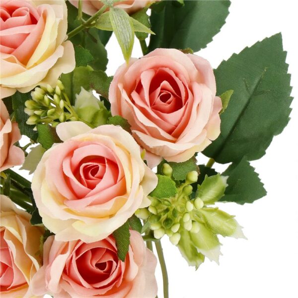 Buchet de flori artificiale din poliester, 10 fire trandafiri, 29cm, roz - Image 11
