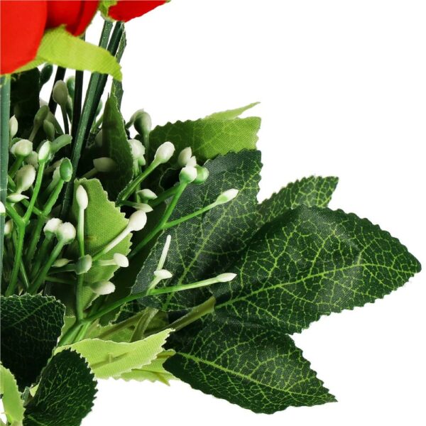 Buchet de flori artificiale din poliester, 12 fire trandafiri, 38cm, rosu - Image 12