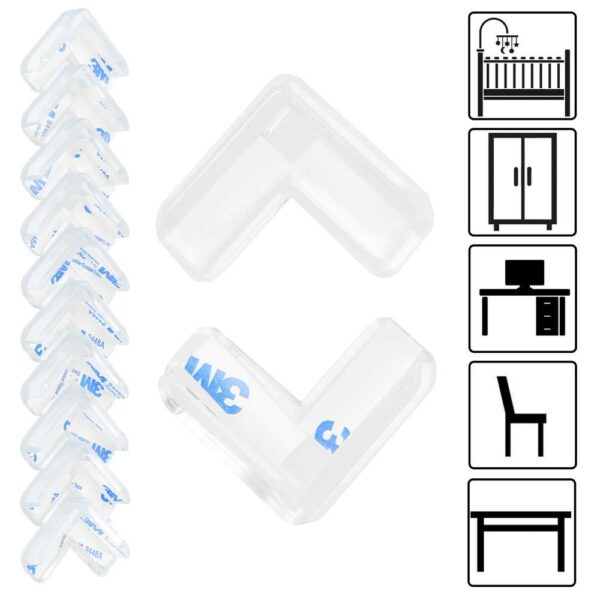 Set 10 protectii colturi pentru siguranta copii, drepte, 40x15mm, silicon, transparent - Image 11