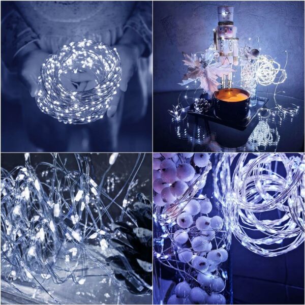 Fényfüzér napelemes töltéssel, 200 LED, 22 méter, 8 funkció, hideg fehér - Image 9