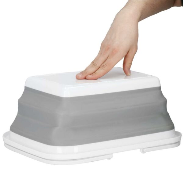Lighean pliabil, dreptunghiular, cu toarta, din plastic si silicon, 44x32x19cm, 15litri, gri - Image 11