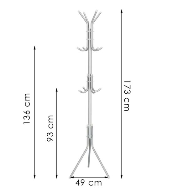 Ruhaakasztó, fa típusú, 12 akasztóval, 173 cm, szürke - Image 12