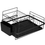 Evőeszköz tartó mosogatógépbe, acélból, 2 szinten, leeresztő tálcával, 50x30x24cm, fekete