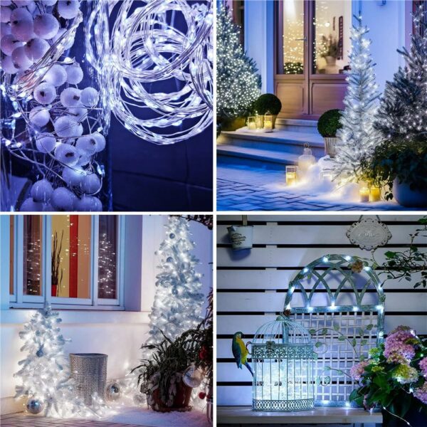 Fényfüzér napelemes töltéssel, 200 LED, 22 méter, 8 funkció, hideg fehér - Image 10
