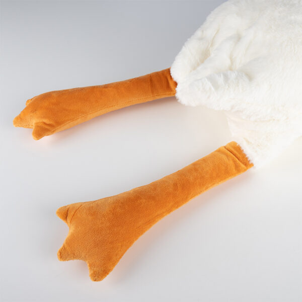 Goose plüss játék, párna típusú, mosható, hipoallergén töltelék, gyerekeknek és felnőtteknek, 130 cm, fehér-narancssárga - Image 12