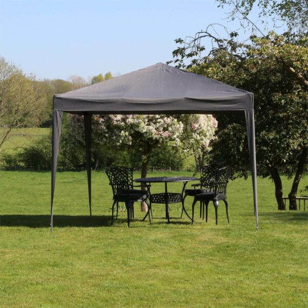 Cort pavilion de gradina pliabil automat pop-up, impermeabil, cu 4 pereti laterali, 300x300cm, gri - Image 3