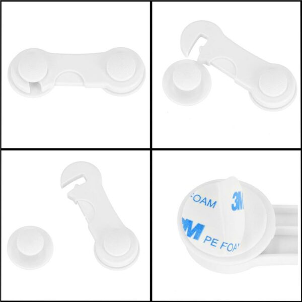 Set 4 sigurante blocator sertare si usi, plastic rezistent, fixe, 9.5 cm, alb - Image 9