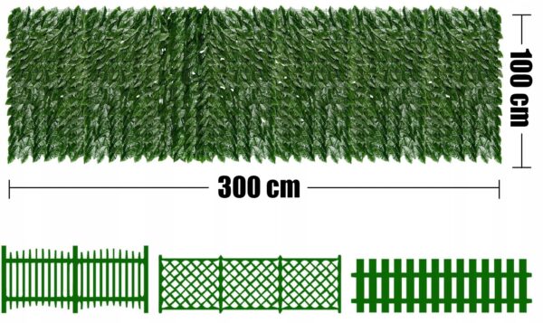 Műsövény belátásgátló paraván kerítéshez vagy erkélyhez, 100x300cm, zöld - Image 14