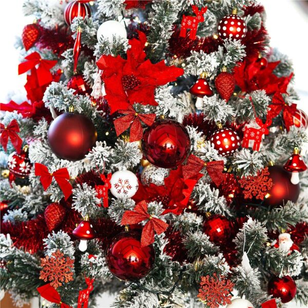 6 db-os karácsonyfa díszkészlet, masni, 8cm, piros - Image 13
