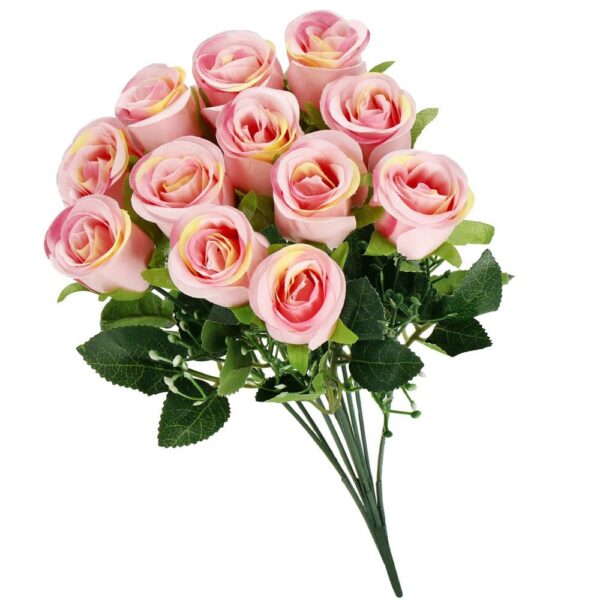 Mű poliészter virágcsokor, 12 rózsa, 38cm, rózsaszín - Image 17