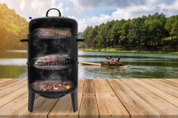Gratar metalic pe carbuni, inchis pe 3 nivele, cu capac si termometru, 83x40x38cm - Image 8