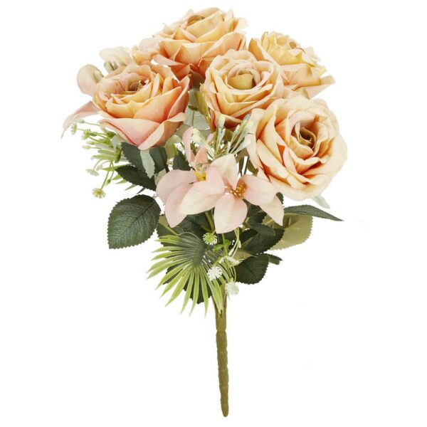 Mű poliészter virágcsokor, 9 rózsa, 40 cm, rózsaszín - Image 13