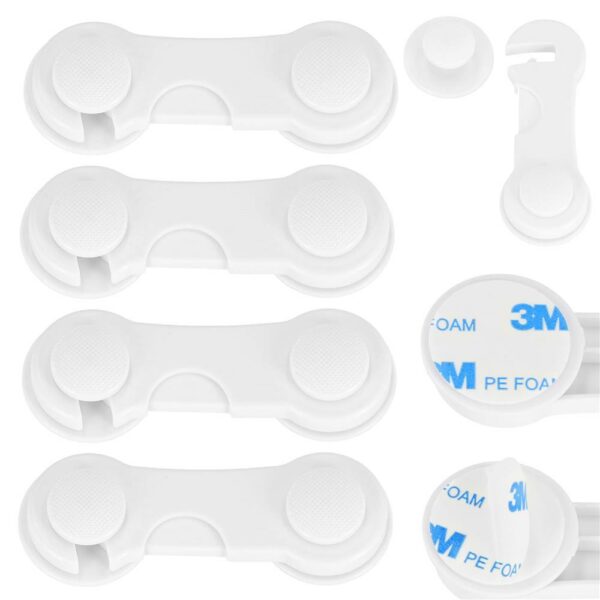 Set 4 sigurante blocator sertare si usi, plastic rezistent, fixe, 9.5 cm, alb - Image 7