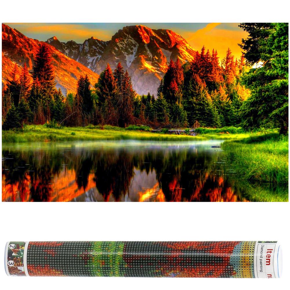 Set de broderie cu diamante 5D, 30x40cm, model Lac de munte - Image 18