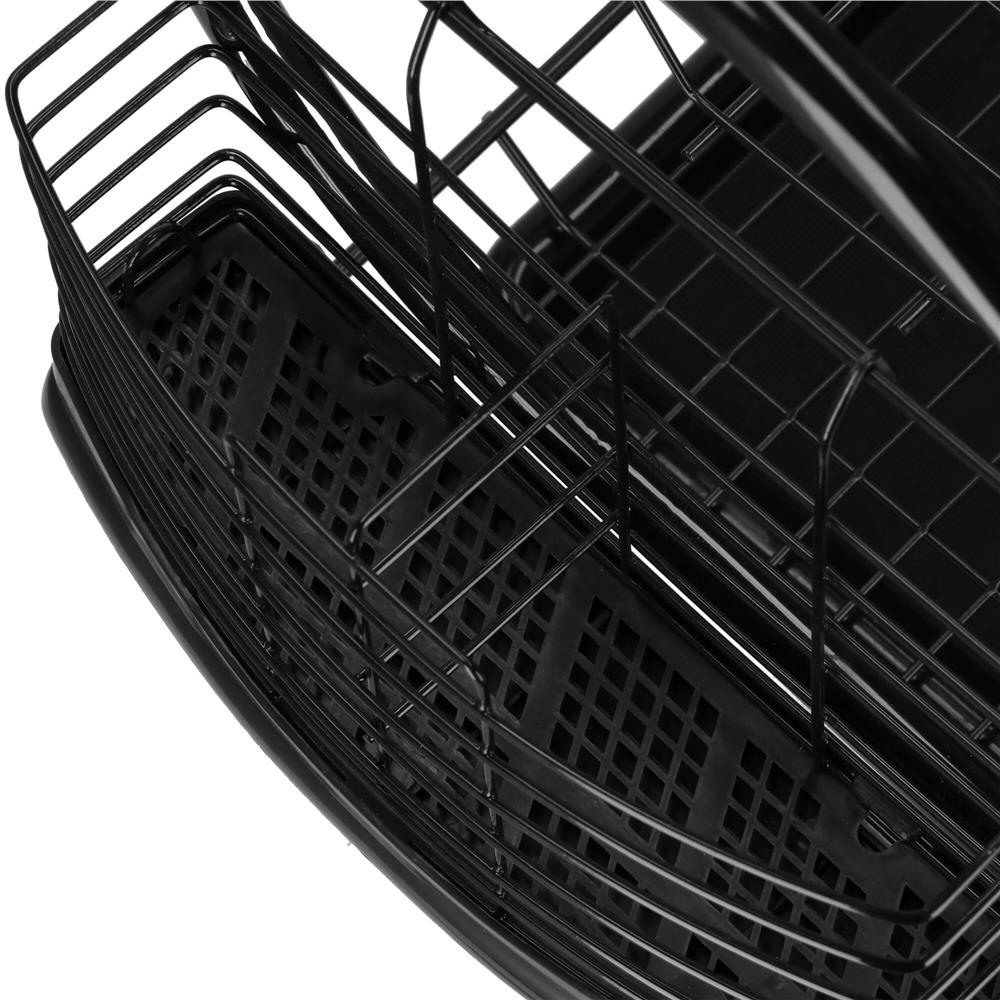 Uscator de vase cu suport pahare si tacamuri, din otel, pe 2 nivele, cu tava de scurgere, 52x25x37cm, negru - Image 16