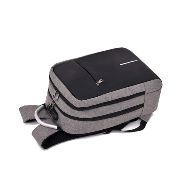 Vízálló hátizsák, lopásgátlóval, USB port, 45x14x30cm, 25 liter, fekete és szürke - Image 16