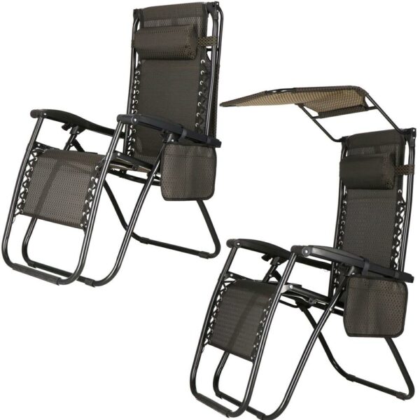 Sezlong pliabil cu parasolar si suport pahare, 77x110x175cm, maro - Image 17