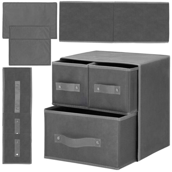 Organizator dulap tip lada cu 3 sertare, 31x31x22cm, gri - Image 16