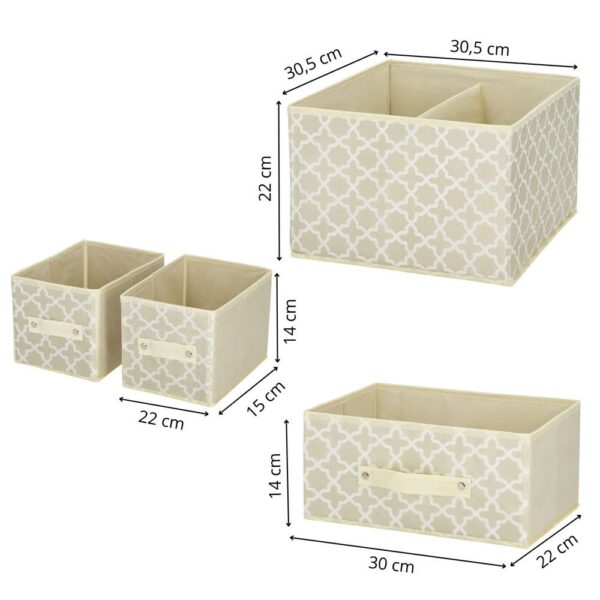 Organizator dulap tip lada cu 3 sertare, 31x31x22cm, cu model, bej - Image 16
