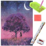 5D keresztszemes hímzőkészlet, 30x40cm, modell Virágzó fa a Hold alatt