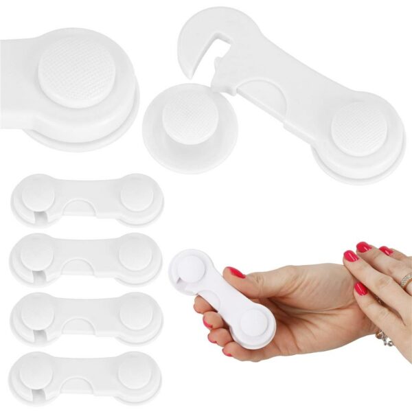 Set 4 sigurante blocator sertare si usi, plastic rezistent, fixe, 9.5 cm, alb - Image 17