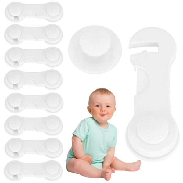 10 db-os gyerekzár készlet, ellenálló műanyag, fix, 9,5 cm, fehér - Image 18