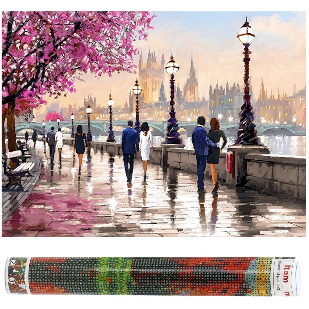 5D keresztszemes hímzőkészlet, 30x40cm, Gyalogos a folyó mellett modell - Image 18