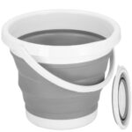 Összecsukható lavór, kerek, műanyagból és szilikonból, 31x24cm, 10 literes, szürke