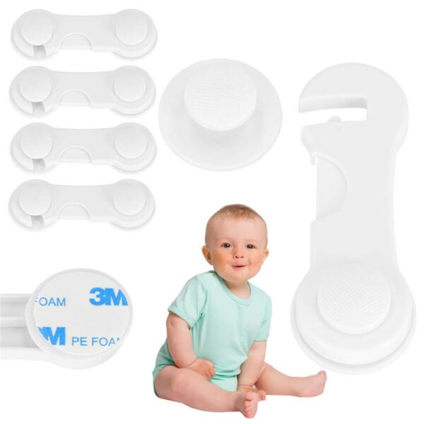 Set 4 sigurante blocator sertare si usi, plastic rezistent, fixe, 9.5 cm, alb - Image 19