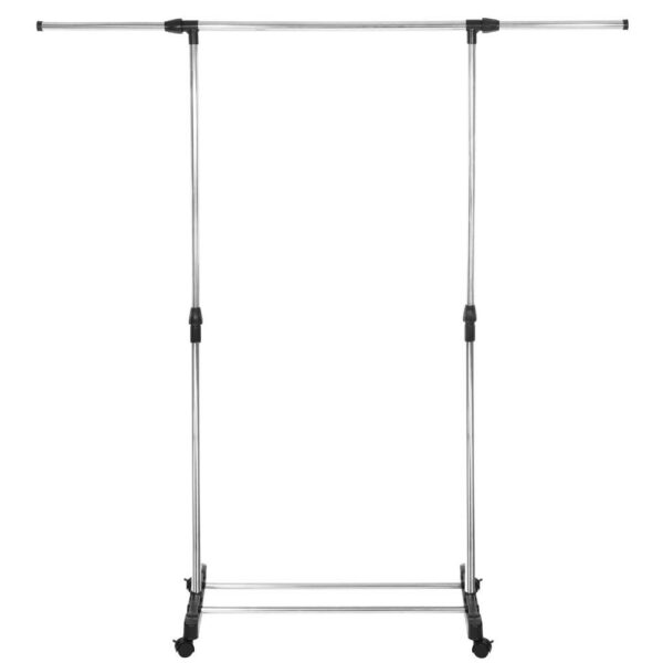 Ruhafogas kerekeken, állítható magasságú és szélességű, krómozott alumínium, 160x45x150cm, ezüst - Image 19