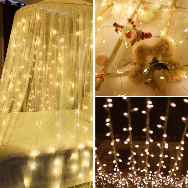 Fényfüggöny 300 LED, 3x3m, beltérre, távirányítóval, meleg fehér (sárga) - Image 19