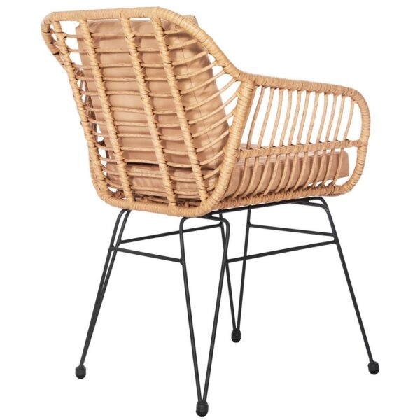 Terasz bútor garnitúra, rattan, asztal biztonsági üveglappal, 2 fotel párnákkal, barna - Image 19