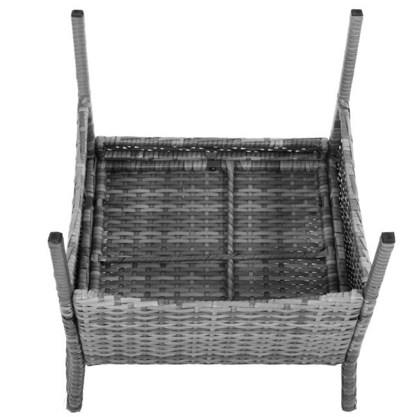 Terasz bútorkészlet, techno rattanból, asztal biztonsági üveglappal, 2 fotel és 1 kanapé párnákkal, szürke - Image 20