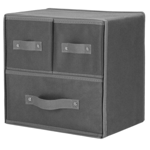 Organizator dulap tip lada cu 3 sertare, 31x31x22cm, gri - Image 3