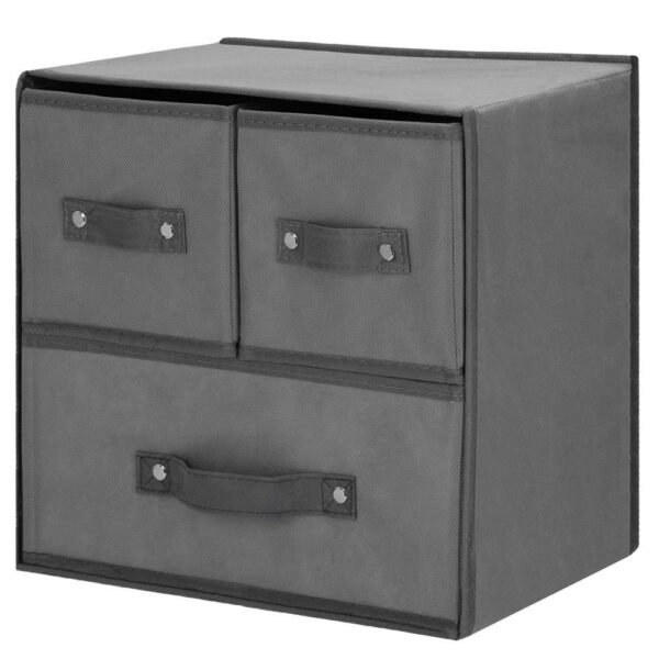 Organizator dulap tip lada cu 3 sertare, 31x31x22cm, gri inchis - Image 2