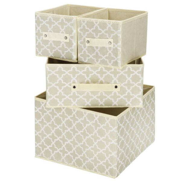 Organizator dulap tip lada cu 3 sertare, 31x31x22cm, cu model, bej - Image 3