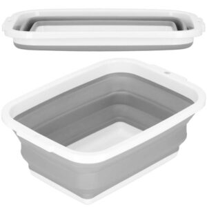Lighean pliabil, dreptunghiular, din plastic si silicon, 40x29x15cm, 8.5litri, gri