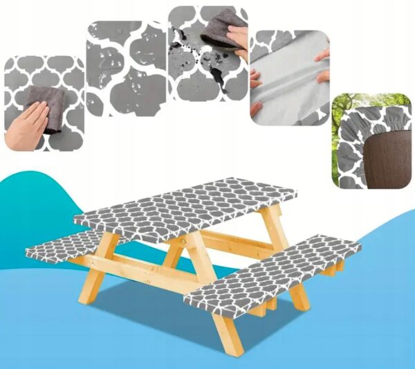 Husa pentru set mobilier gradina, 1 masa si 2 banci, impermeabila, 76x183cm, gri - Image 3