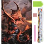 5D keresztszemes hímzőkészlet, 30x40cm, Sárkány csirke mintával