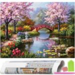 Set de broderie cu diamante 5D, 30x40cm, model Ciresi infloriti