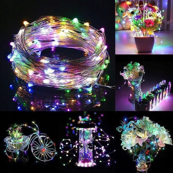 Fényfüzér napelemes töltéssel, 200 LED, 22 méter, 8 funkciós, sokszínű - Image 2