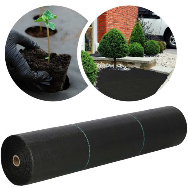Folie agrotextil, mulcire, antiburuieni, filtru UV, 100 x 0.8metri, 90g/m2, negru - Image 3