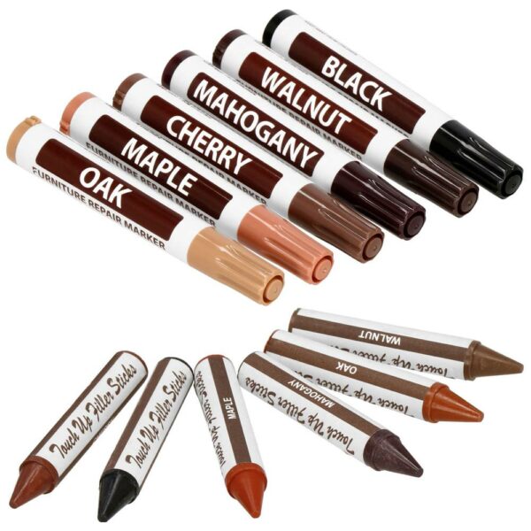 Set 12 markere si creioane de ceara pentru reparatii mobila, multicolor - Image 11
